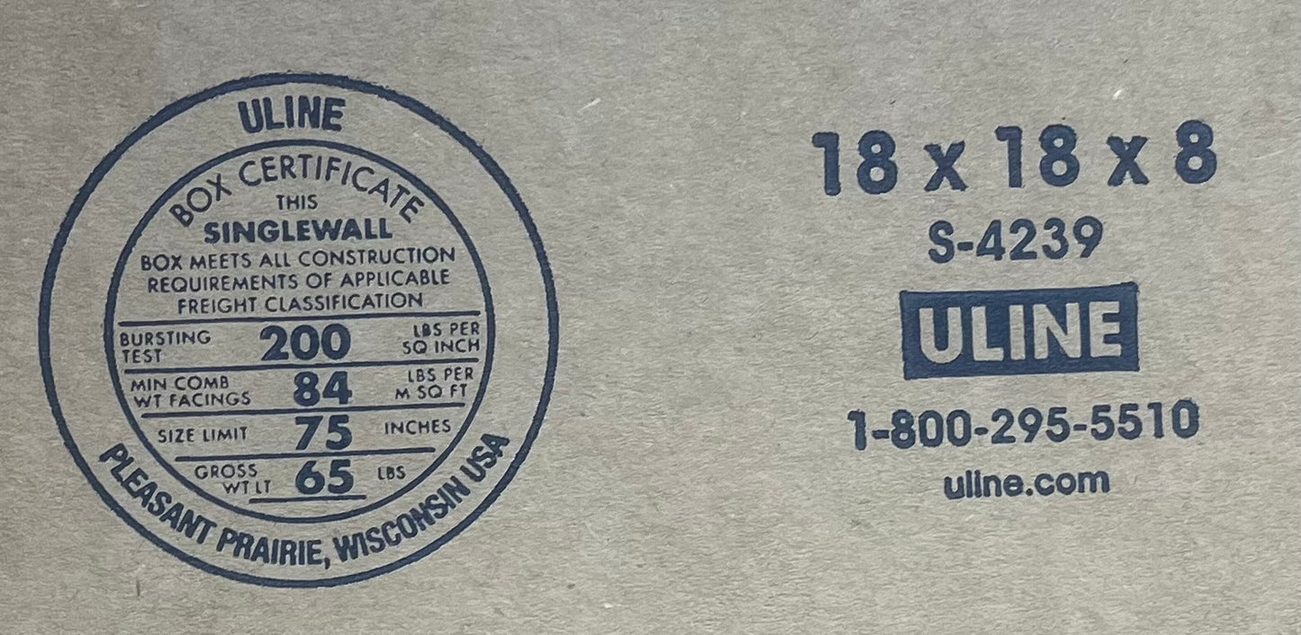 18x18x8 (200 lb strength) | 5 CARDBOARD BOX BUNDLE