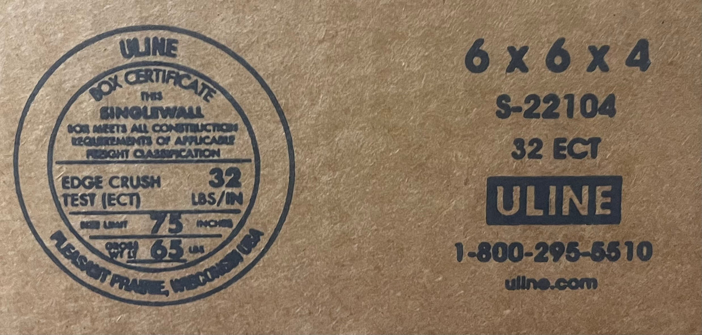 6x6x4 (32 ect) | SINGLE CARDBOARD BOX