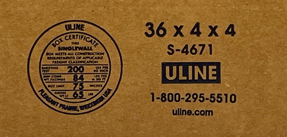 36x4x4 (200 lb strength) | SINGLE CARDBOARD BOX | LONG BAT BOX