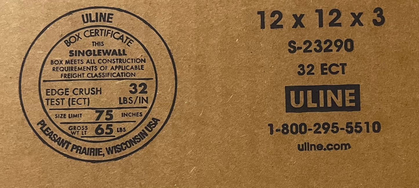12x12x3 (32 ect) | SINGLE CARDBOARD BOX