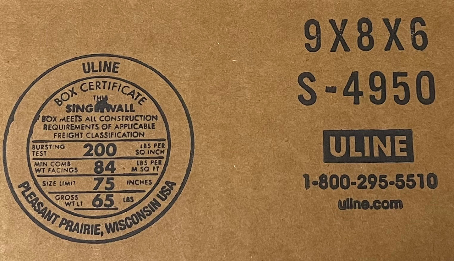9x8x6 (200 lb strength) | SINGLE CARDBOARD BOX