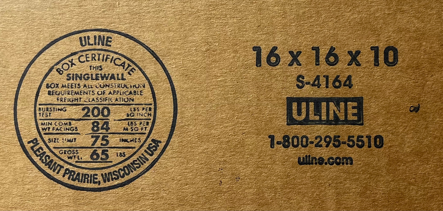 16x16x10 (200 lb strength) | SINGLE CARDBOARD BOX