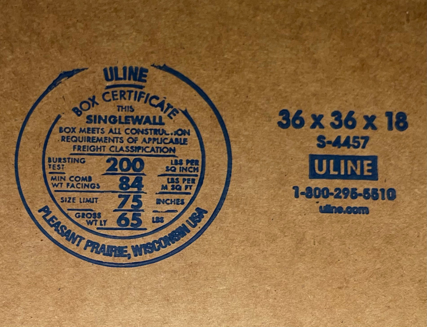 36x36x18 (200 lb strength) | SINGLE CARDBOARD BOX