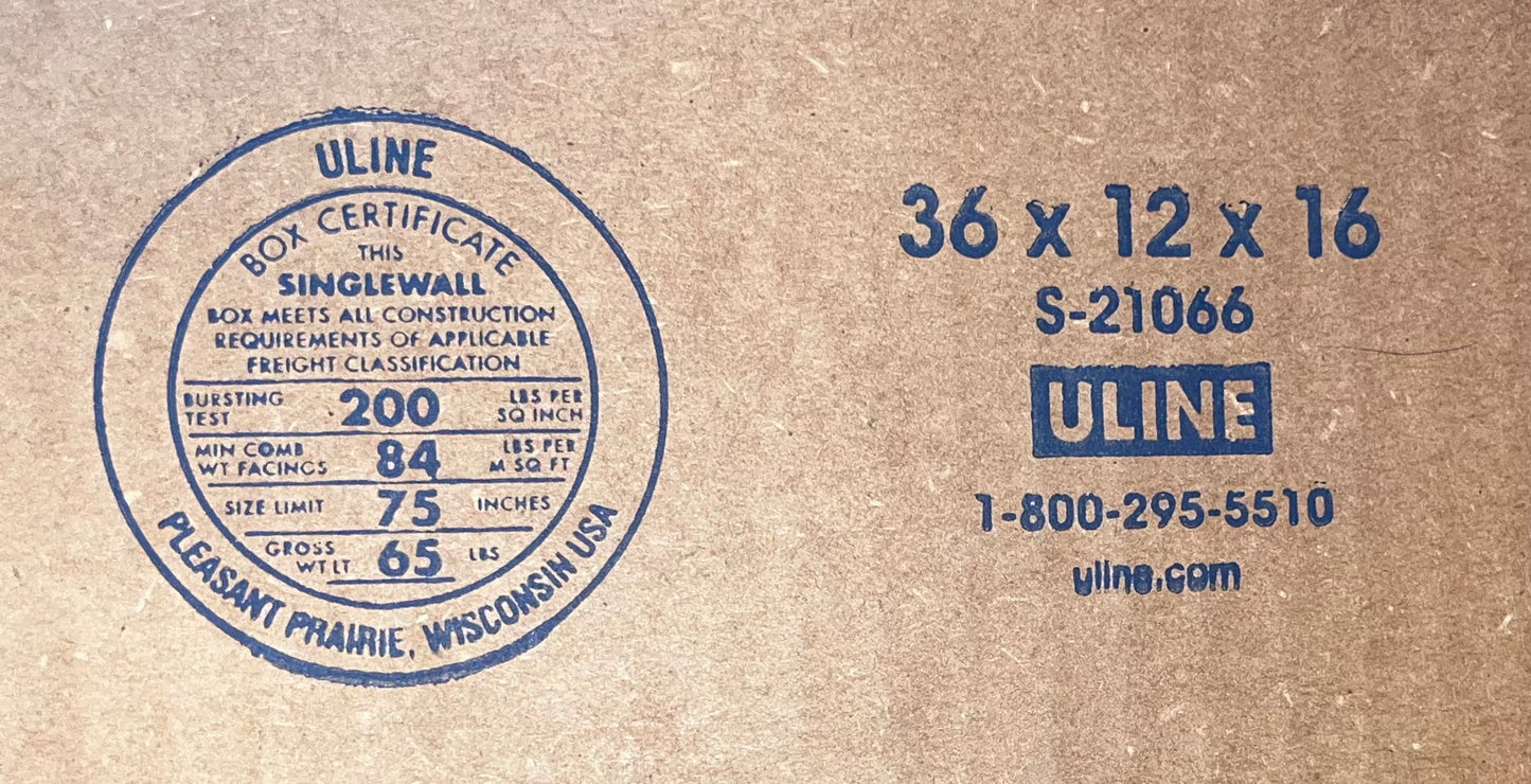36x12x16 (200 lb strength) | SINGLE CARDBOARD BOX