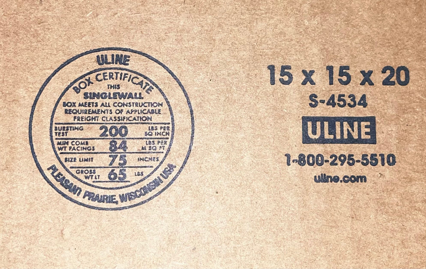 15x15x20 (200 lb) | SINGLE CARDBOARD BOX | TALL