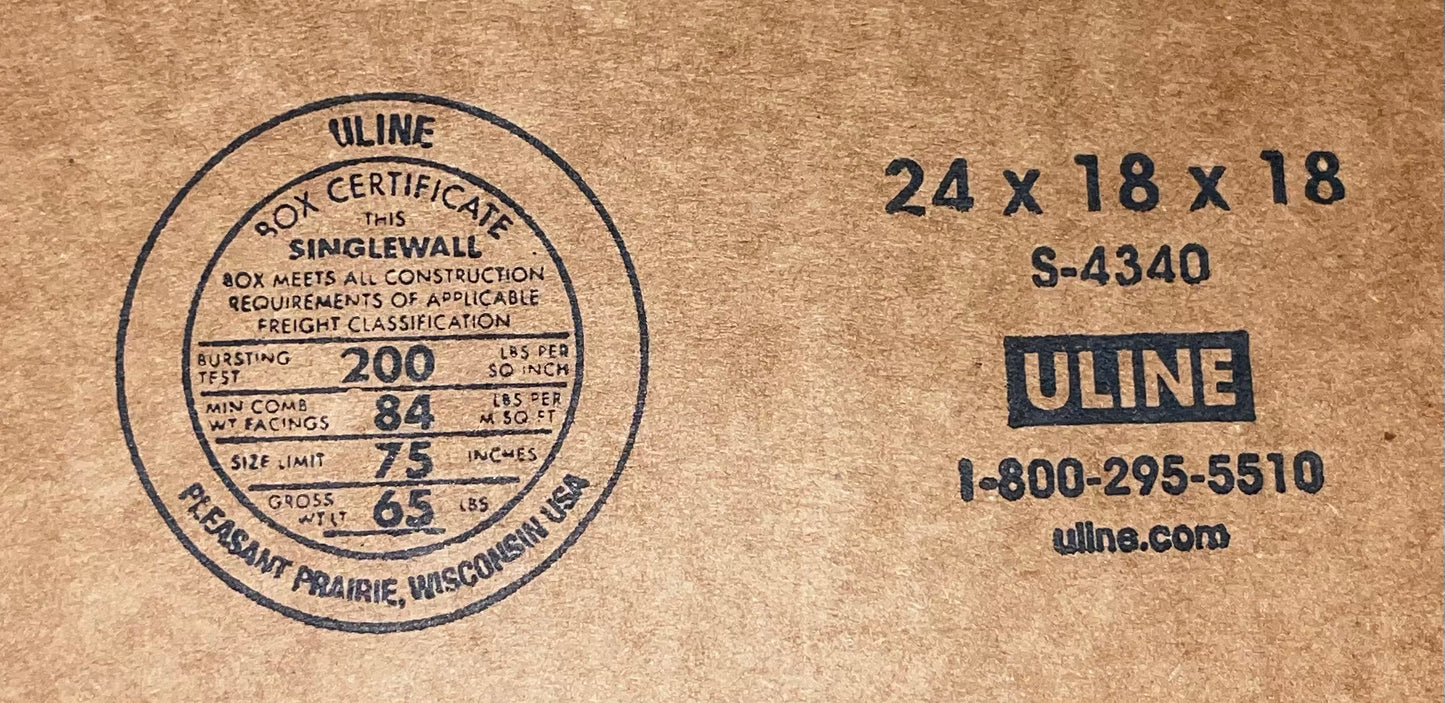 24x18x18 (200 lb strength) | SINGLE CARDBOARD BOX | LARGE MOVING BOX