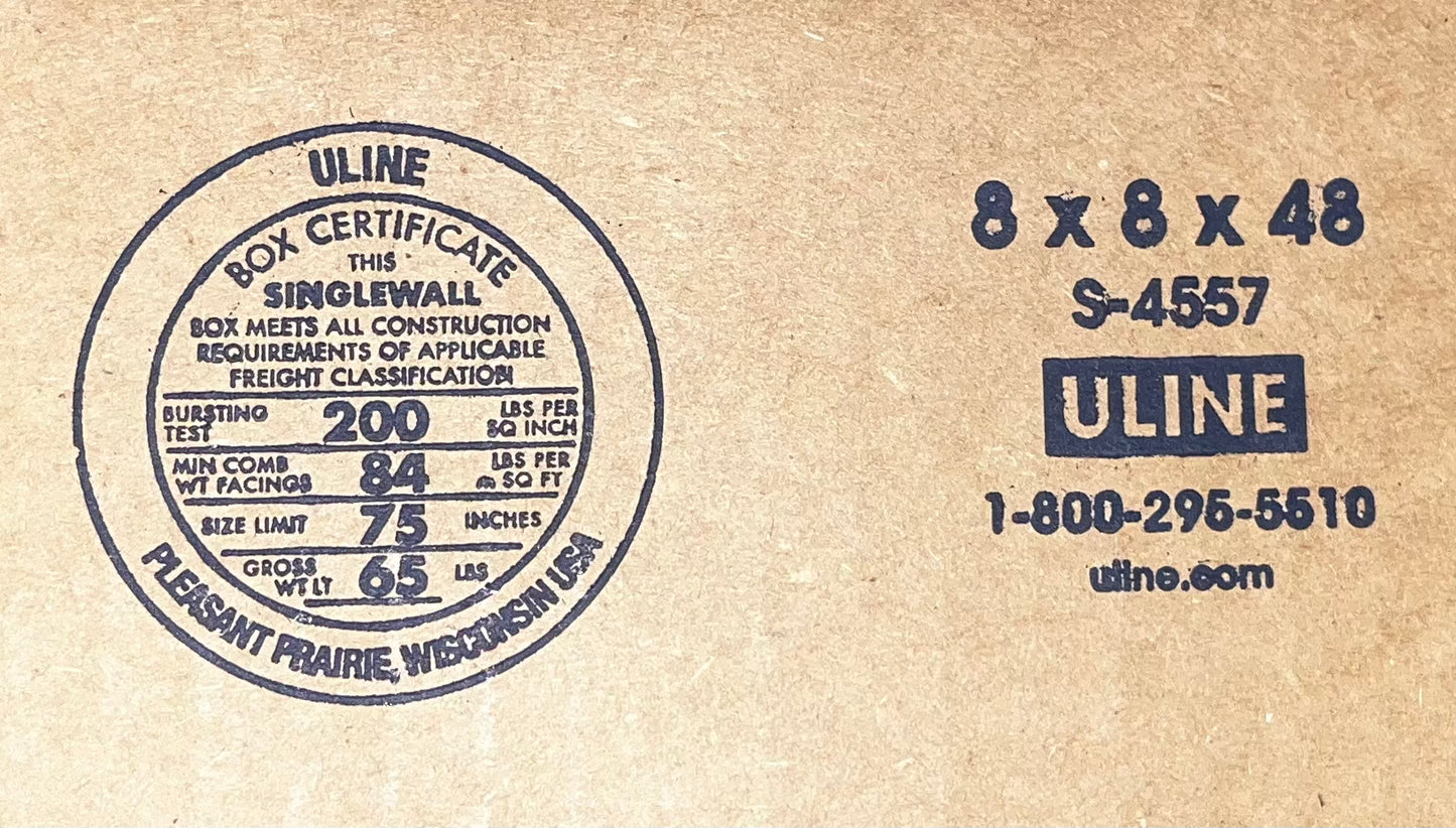 8x8x48 (200 lb strength) | SINGLE CARDBOARD BOX | TALL