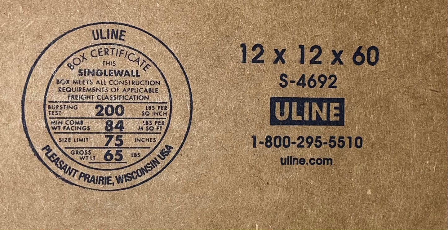 12x12x60 (200 lb strength) | SINGLE CARDBOARD BOX | TALL