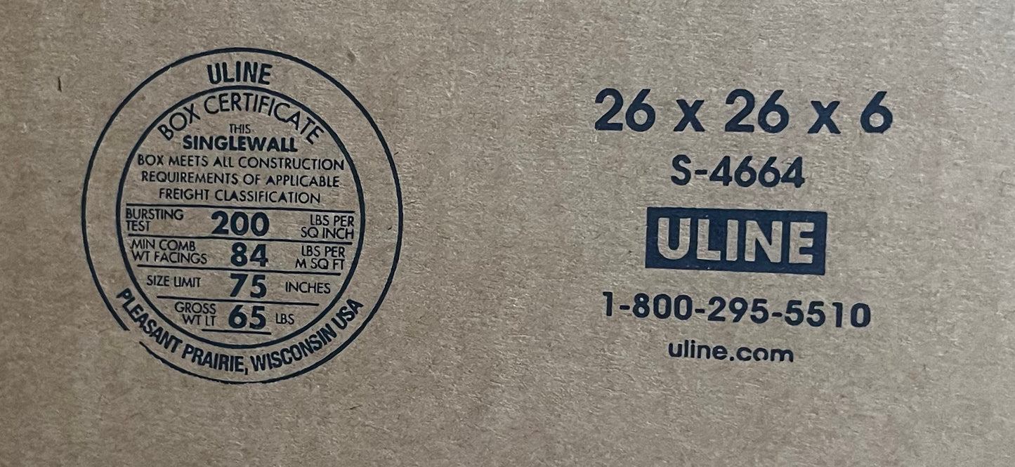 26x26x6 (200 lb strength) | SINGLE CARDBOARD BOX