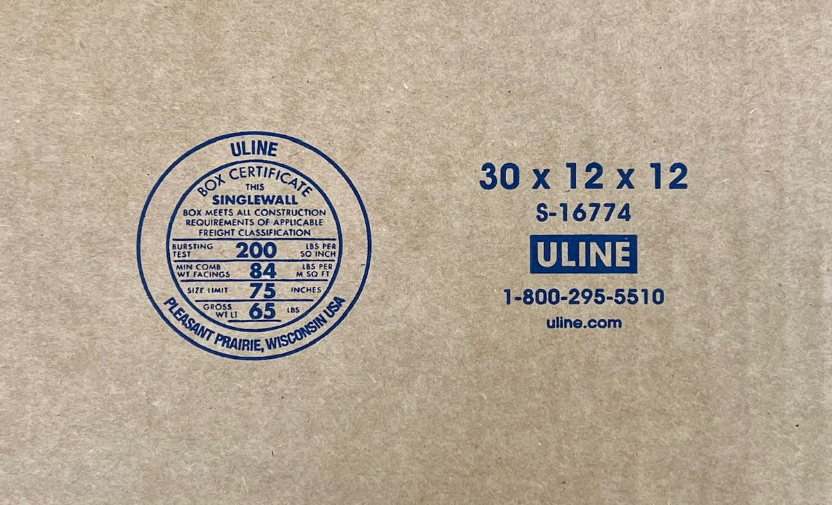 30x12x12 (200 lb strength) | SINGLE CARDBOARD BOX | LONG