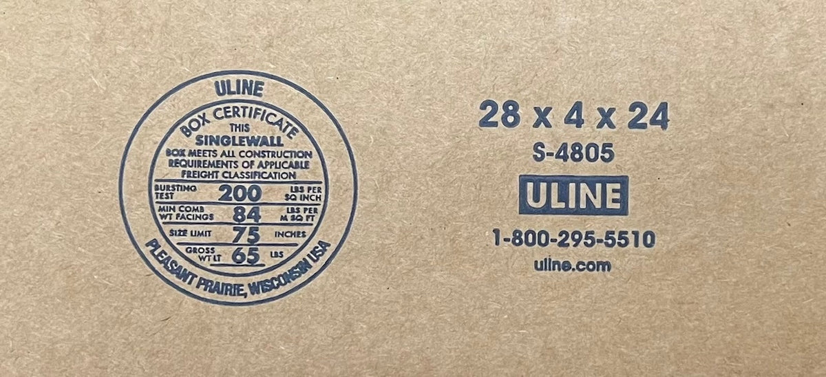 28x4x24 (200 lb strength) | SINGLE CARDBOARD BOX | SIDE LOADING