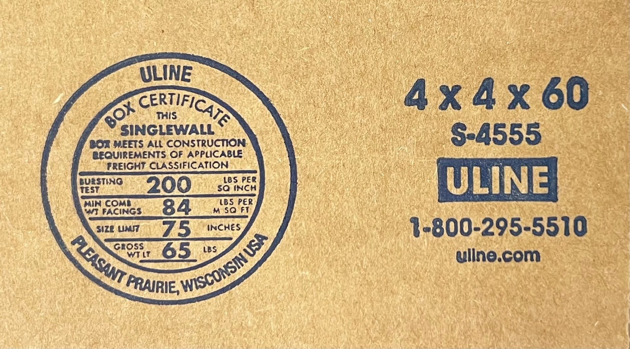 4x4x60 (200 lb strength) | SINGLE CARDBOARD BOX | TALL