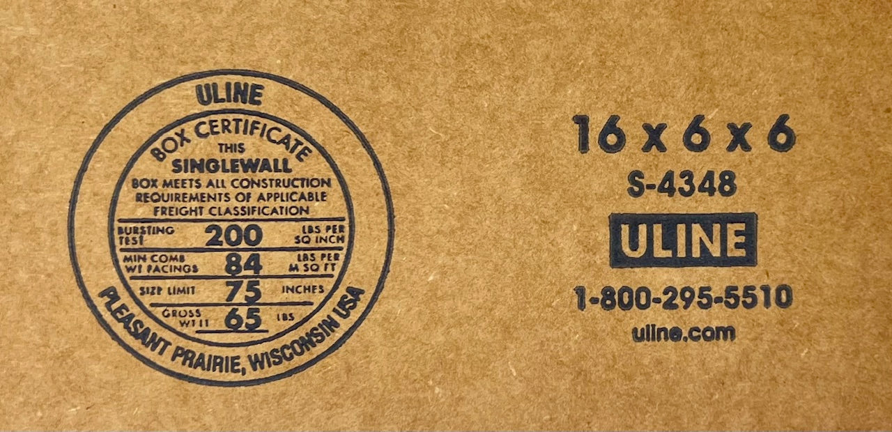 16x6x6 (200 lb strength) | SINGLE CARDBOARD BOX