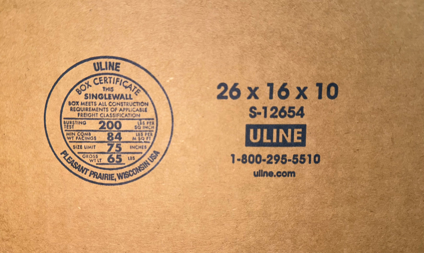 26x16x10 (200 lb strength) | SINGLE CARDBOARD BOX