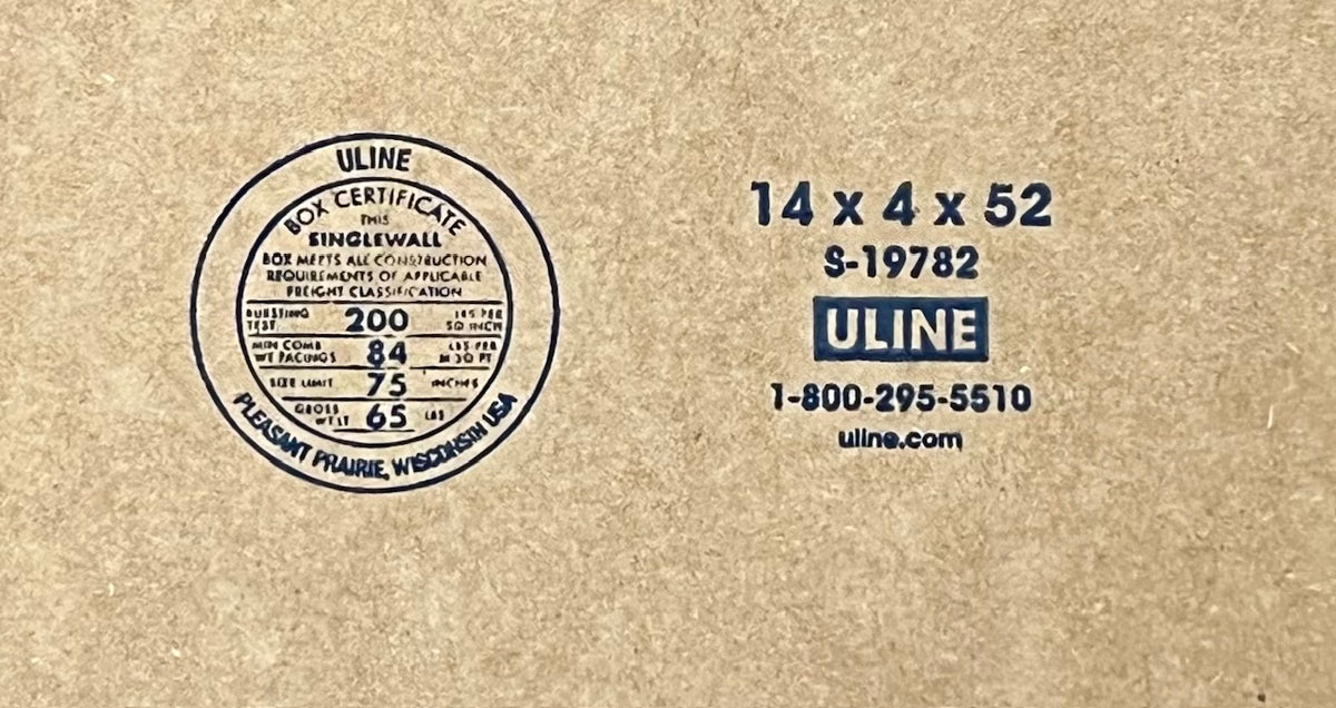 14x4x52 (200 lb strength) | SINGLE CARDBOARD BOX | SIDE LOADING