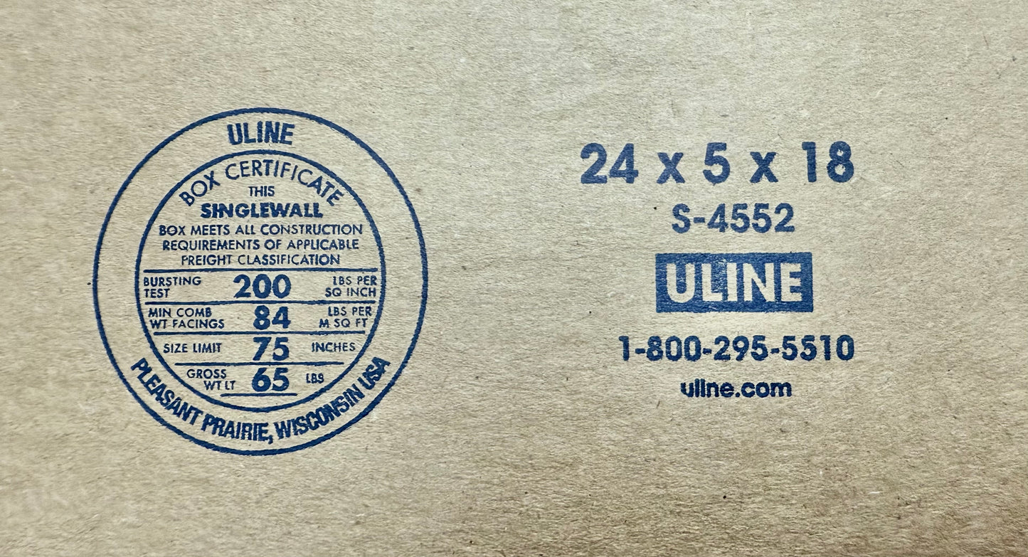 24x5x18 (200 lb strength) | SINGLE CARDBOARD BOX | SIDE LOADING