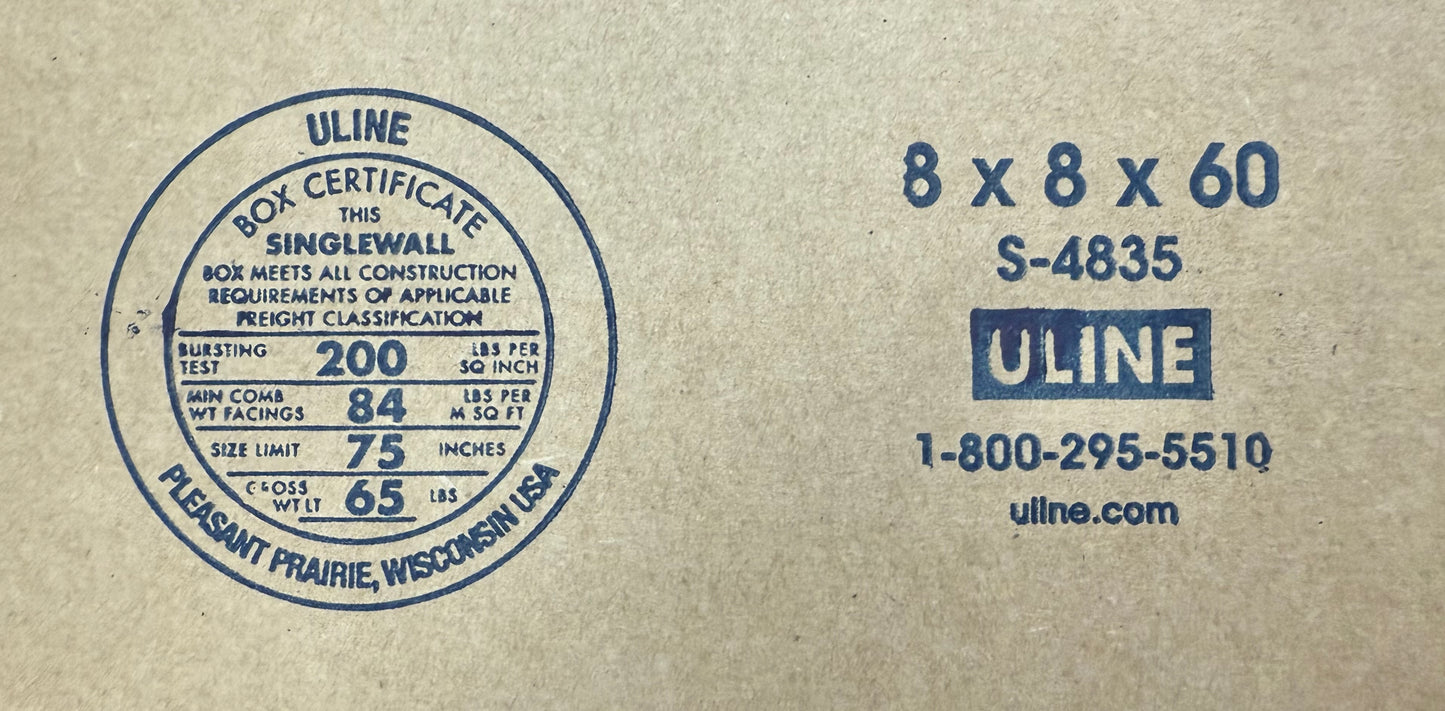 8x8x60 (200 lb strength) | SINGLE CARDBOARD BOX | TALL
