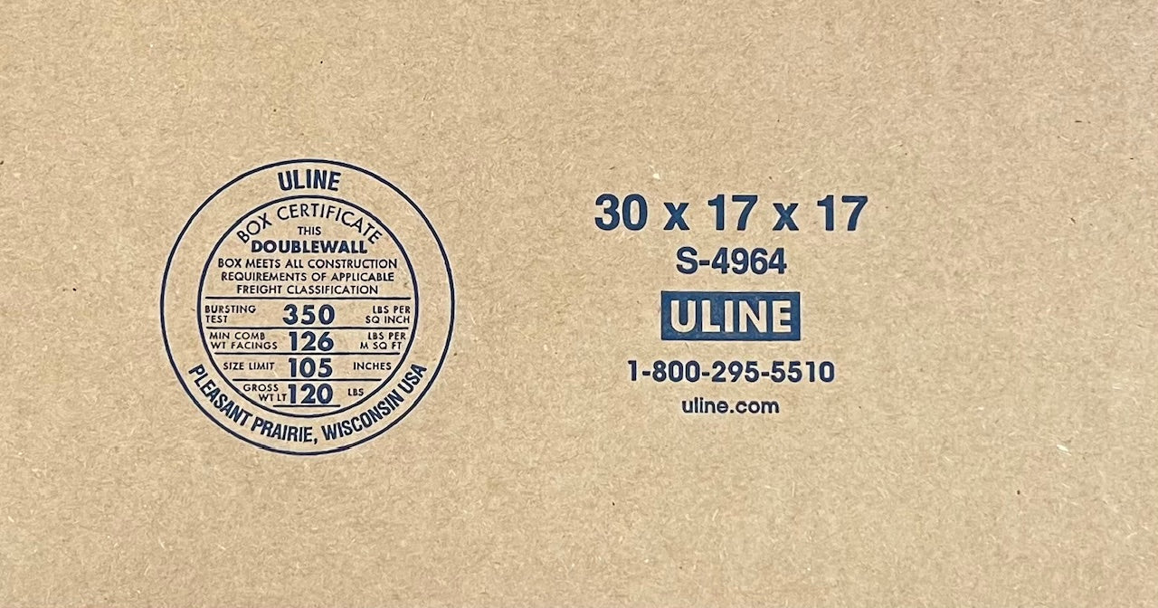 30x17x17 (350 lb strength) | SINGLE CARDBOARD BOX | DOUBLE WALL
