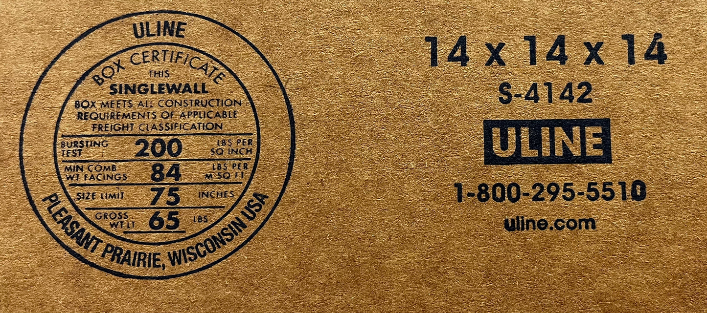 14x14x14 (200 lb strength) | SINGLE CARDBOARD BOX