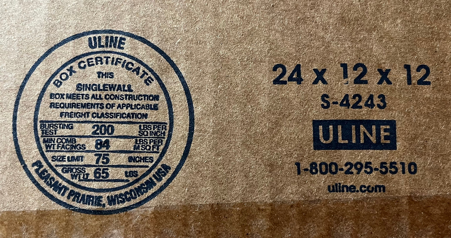 24x12x12 (200 lb strength) | 5 CARDBOARD BOX BUNDLE