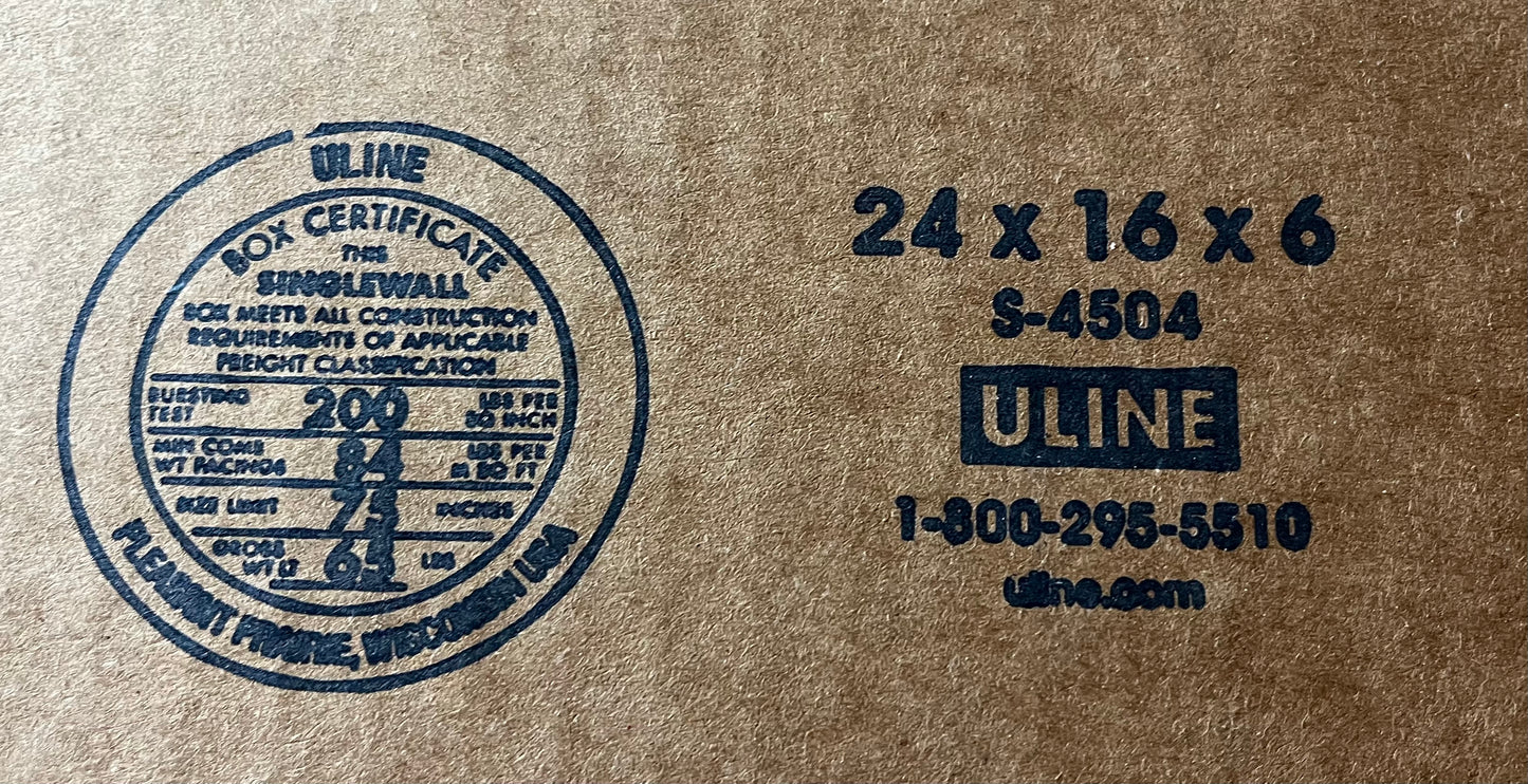 24x16x6 (200 lb strength) | SINGLE CARDBOARD BOX
