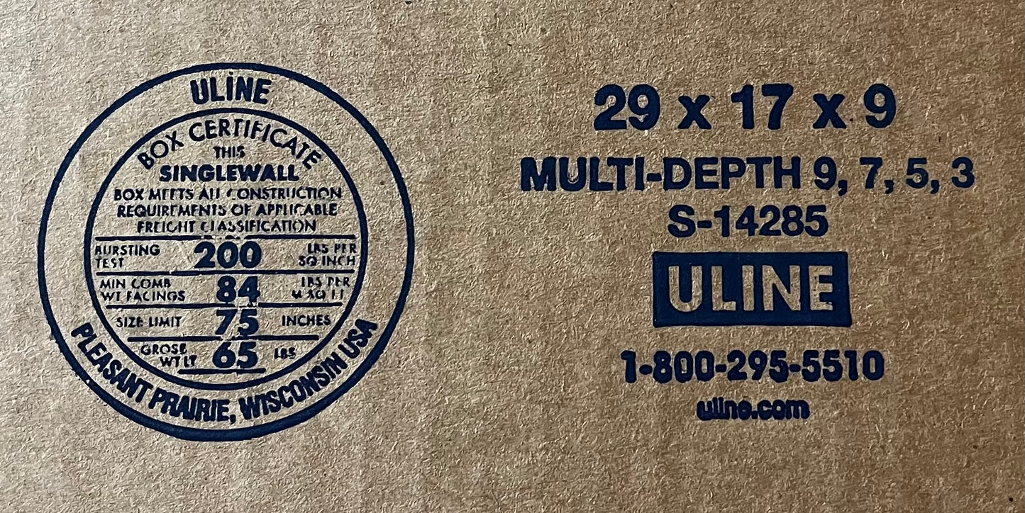 29x17x9 (200 lb strength) | SINGLE CARDBOARD BOX
