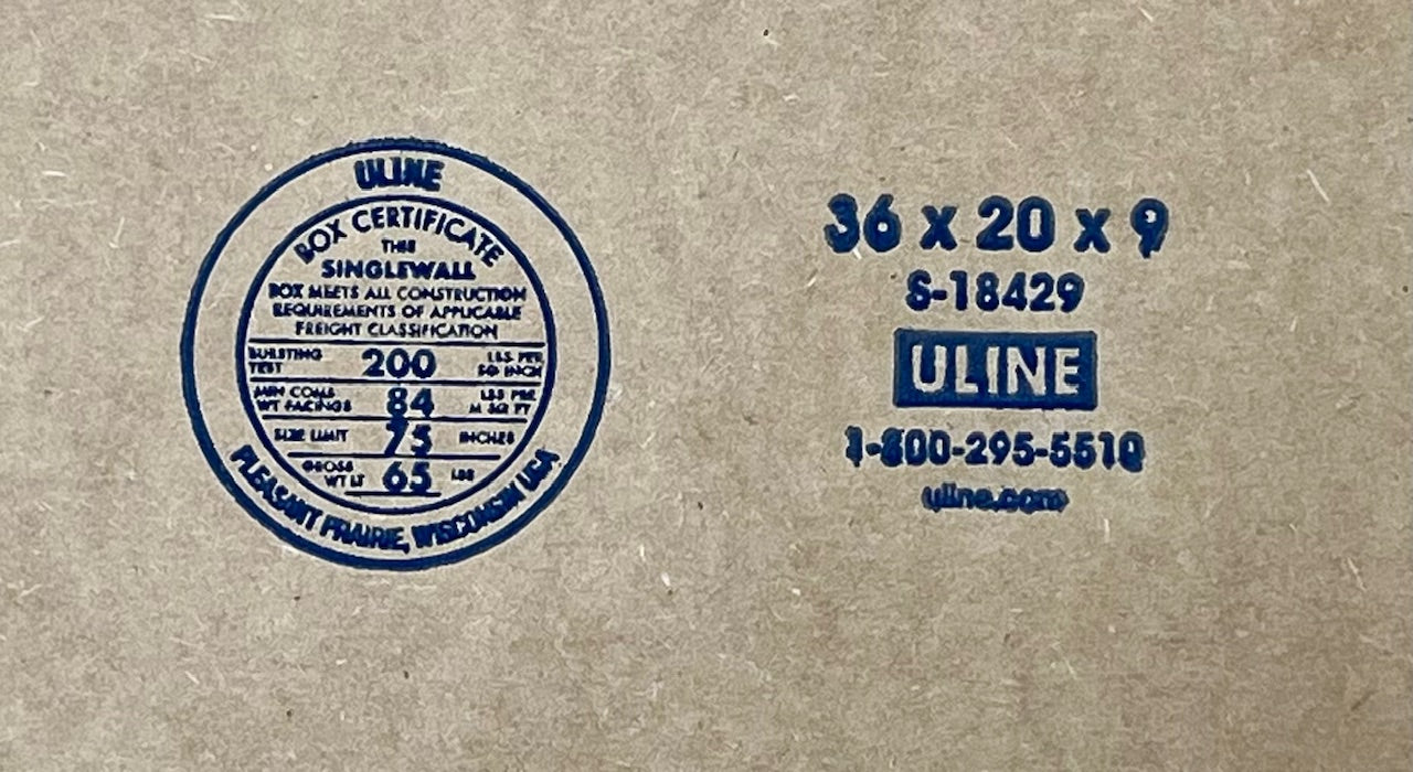 36x20x9 (200 lb strength) | SINGLE CARDBOARD BOX