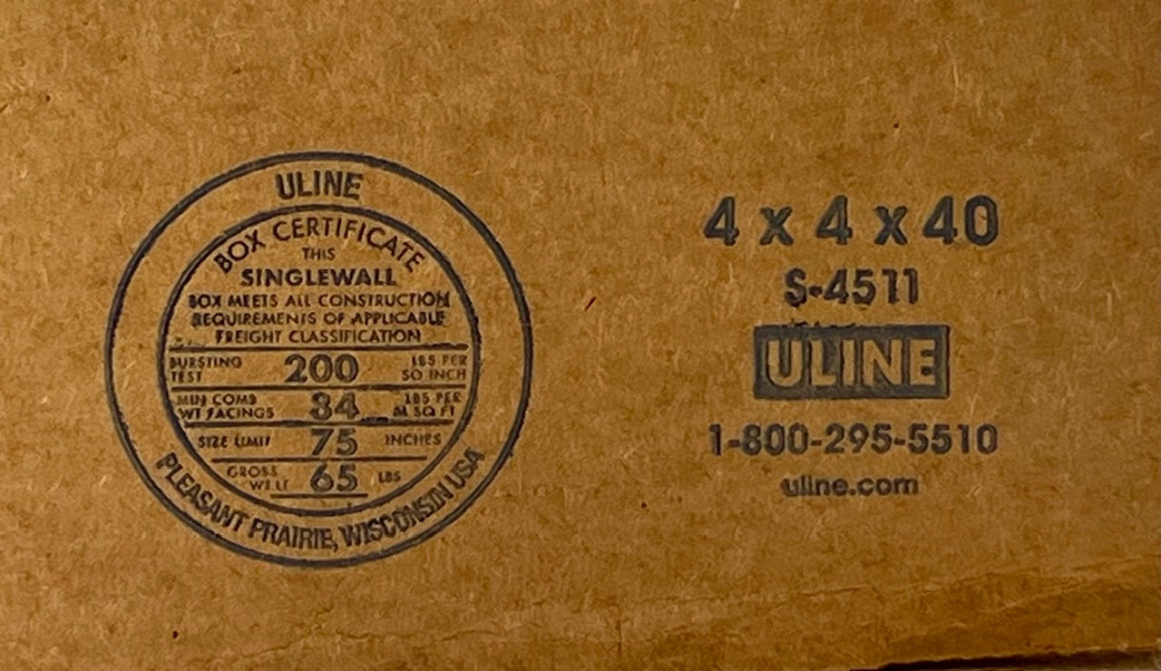 4x4x40 (200 lb strength) | SINGLE CARDBOARD BOX | TALL