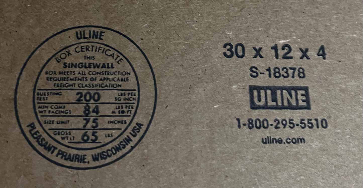 30x12x4 (200 lb strength) | SINGLE CARDBOARD BOX