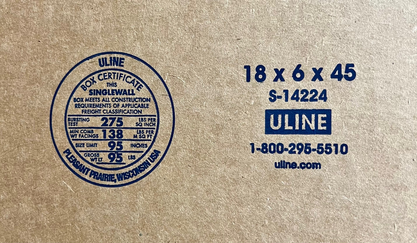 18x6x45 (275 lb strength) | SINGLE CARDBOARD BOX | SIDE LOADING | GUITAR BOX