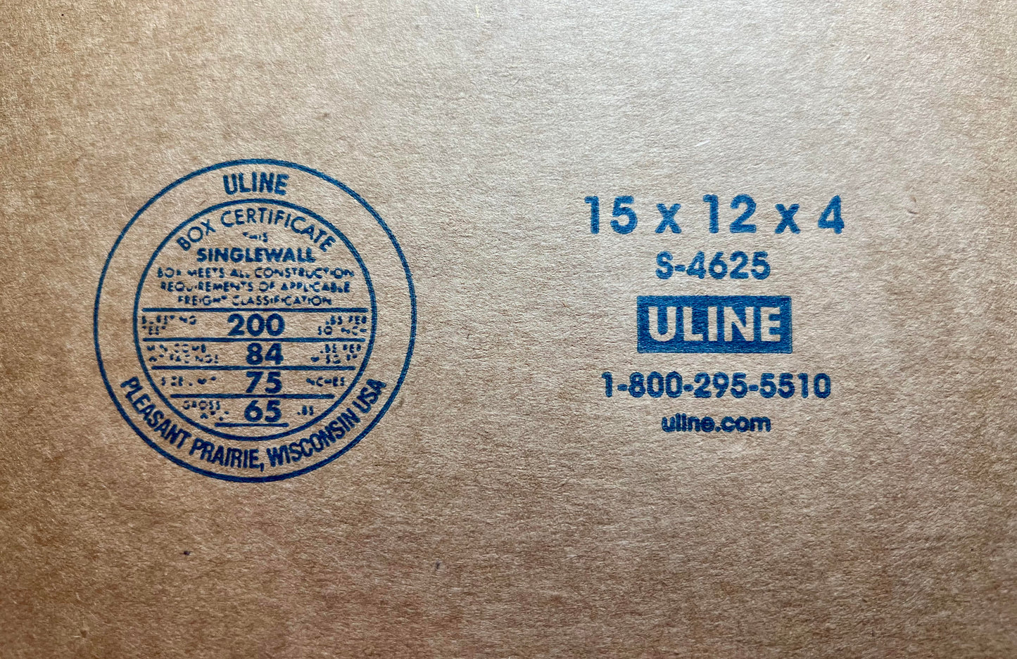 15x12x4 (200 lb strength) | SINGLE CARDBOARD BOX