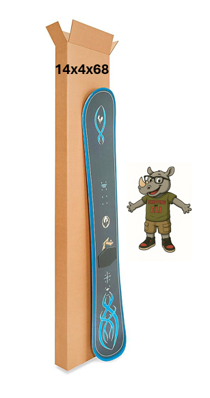 14x4x68 (275 lb strength) | SINGLE CARDBOARD BOX | SIDE LOADING | SNOWBOARD BOX