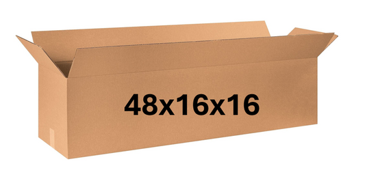 Cardboard box with dimensions 48x16x16 on a white background