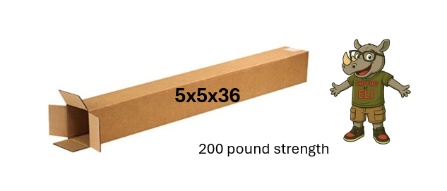 5x5x36 (200 lb strength) | SINGLE CARDBOARD BOX | TALL