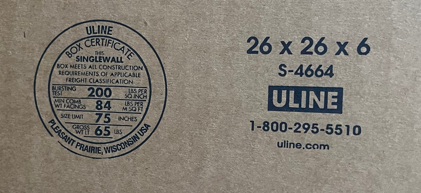 26x26x6 (200 lb strength) | SINGLE BOX