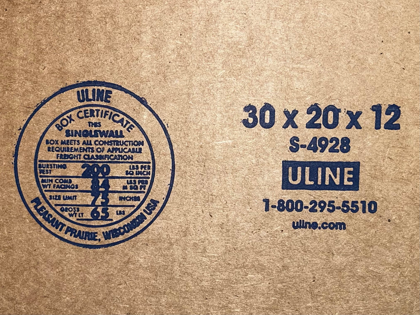 30x20x12 (200 lb strength) | SINGLE CARDBOARD BOX