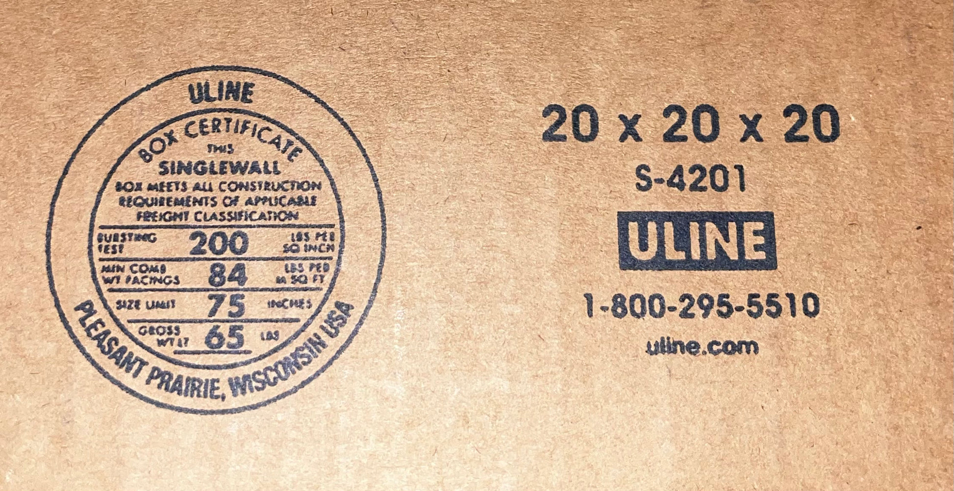 20x20x20 (200 lb strength) | SINGLE CARDBOARD BOX – SHIPPING by ELI