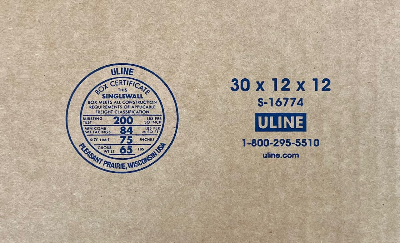 30x12x12 (200 lb strength) | SINGLE CARDBOARD BOX | LONG