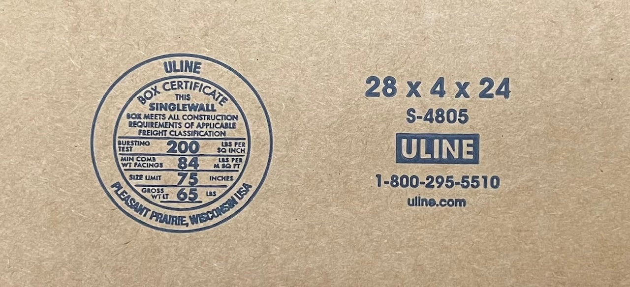 28x4x24 (200 lb strength) | SINGLE CARDBOARD BOX | SIDE LOADING