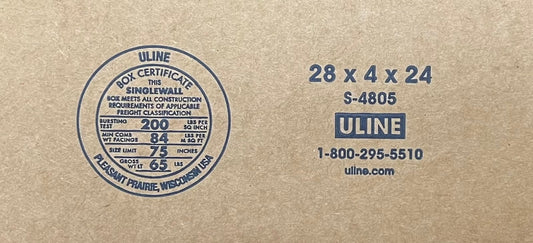 28x4x24 (200 lb strength) | SINGLE CARDBOARD BOX | SIDE LOADING