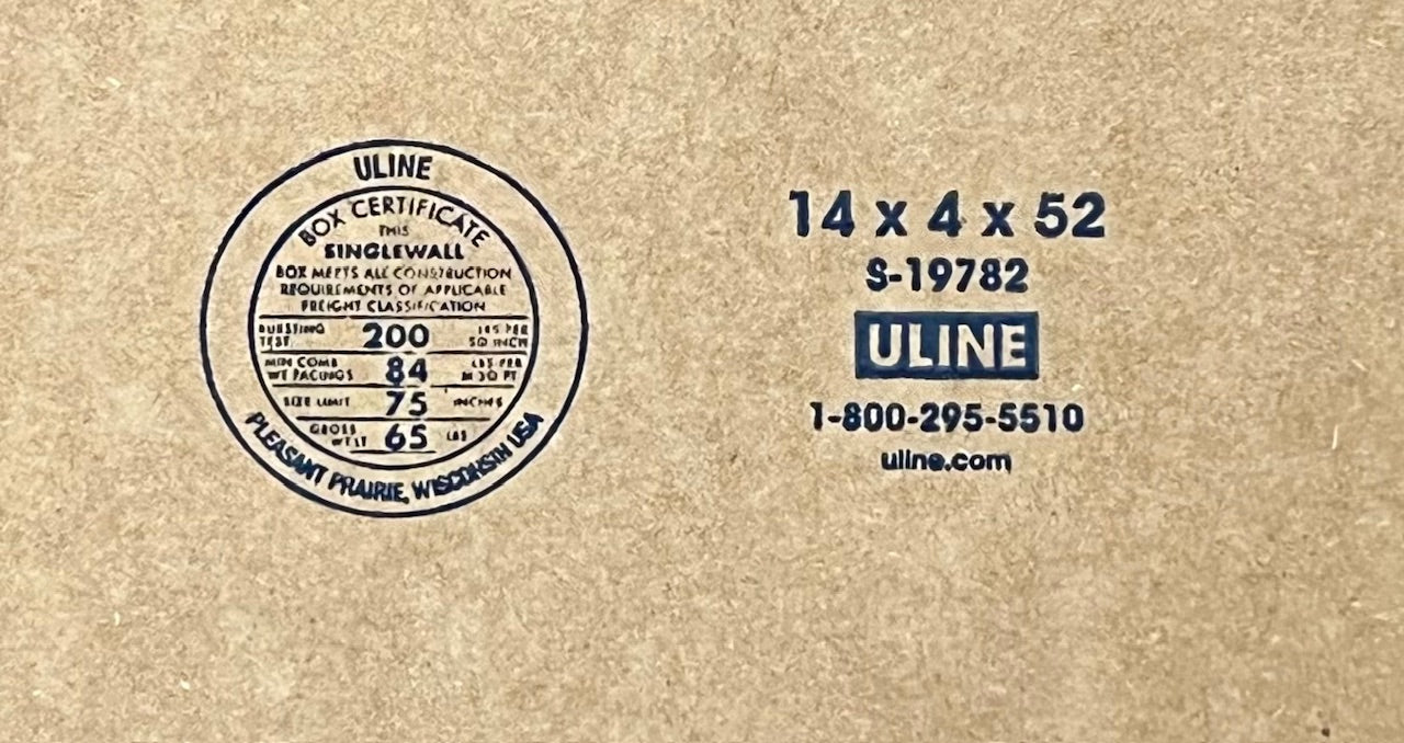 14x4x52 (200 lb strength) | SINGLE CARDBOARD BOX | SIDE LOADING