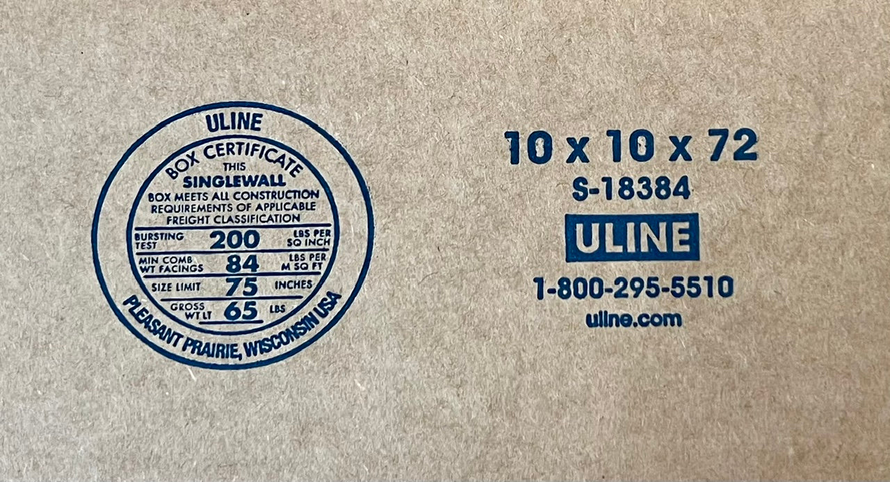 10x10x72 (200 lb strength) | SINGLE CARDBOARD BOX | TALL