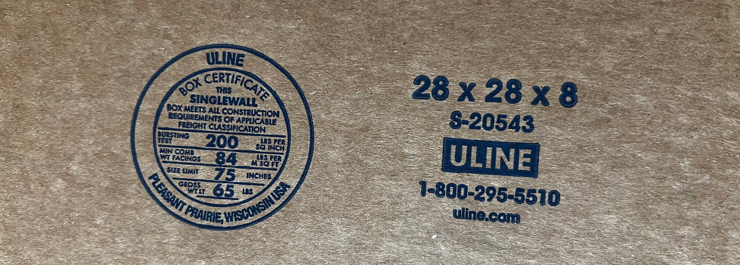 28x28x8 (200 lb strength) | SINGLE BOX