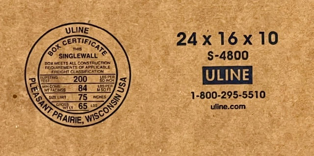 24x16x10 (200 lb strength) | SINGLE CARDBOARD BOX