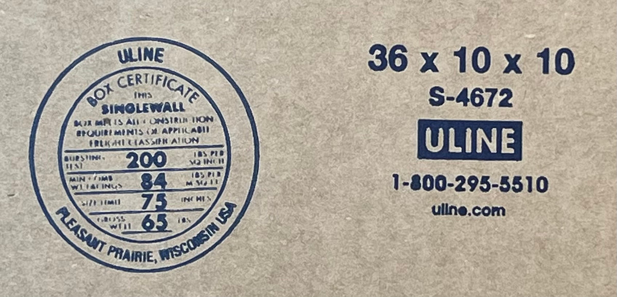 36x10x10 (200 lb strength) | SINGLE CARDBOARD BOX | LONG