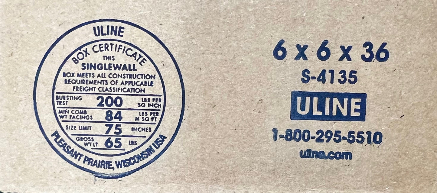 6x6x36 (200 lb strength) | SINGLE CARDBOARD BOX | TALL